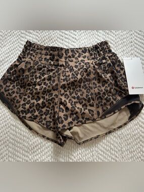 lululemon athletica Hotty Hot Lined Short in Brown and Black Leopard Print